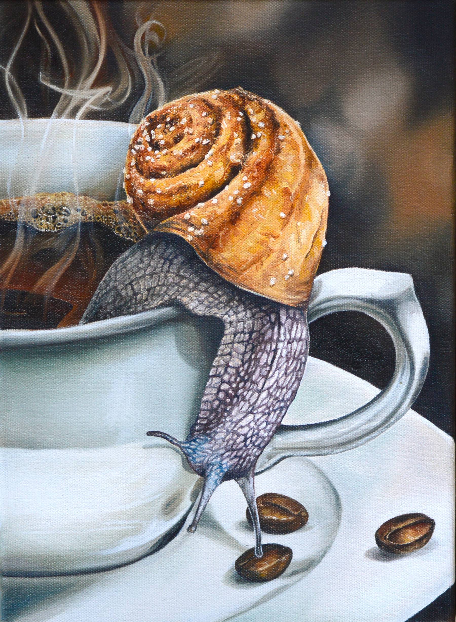 Marlou Jaspers Art Oil painting Långsamt Fika Konstpaket Örebro