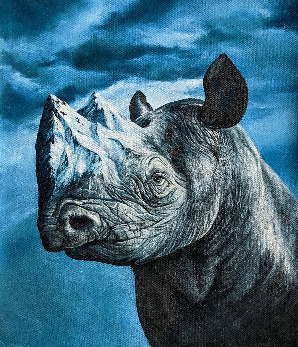 rhino oil painting Marlou Jaspers surrealism
